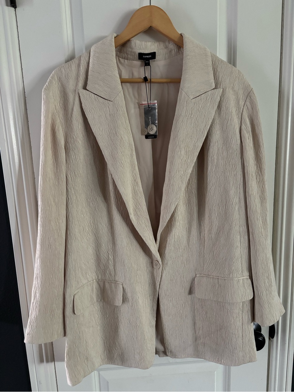 Express Cream Textured Blazer Jacket